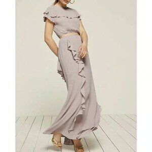 Reformation Sahara Lilac Lavender Purple Ruffled Maxi Skirt